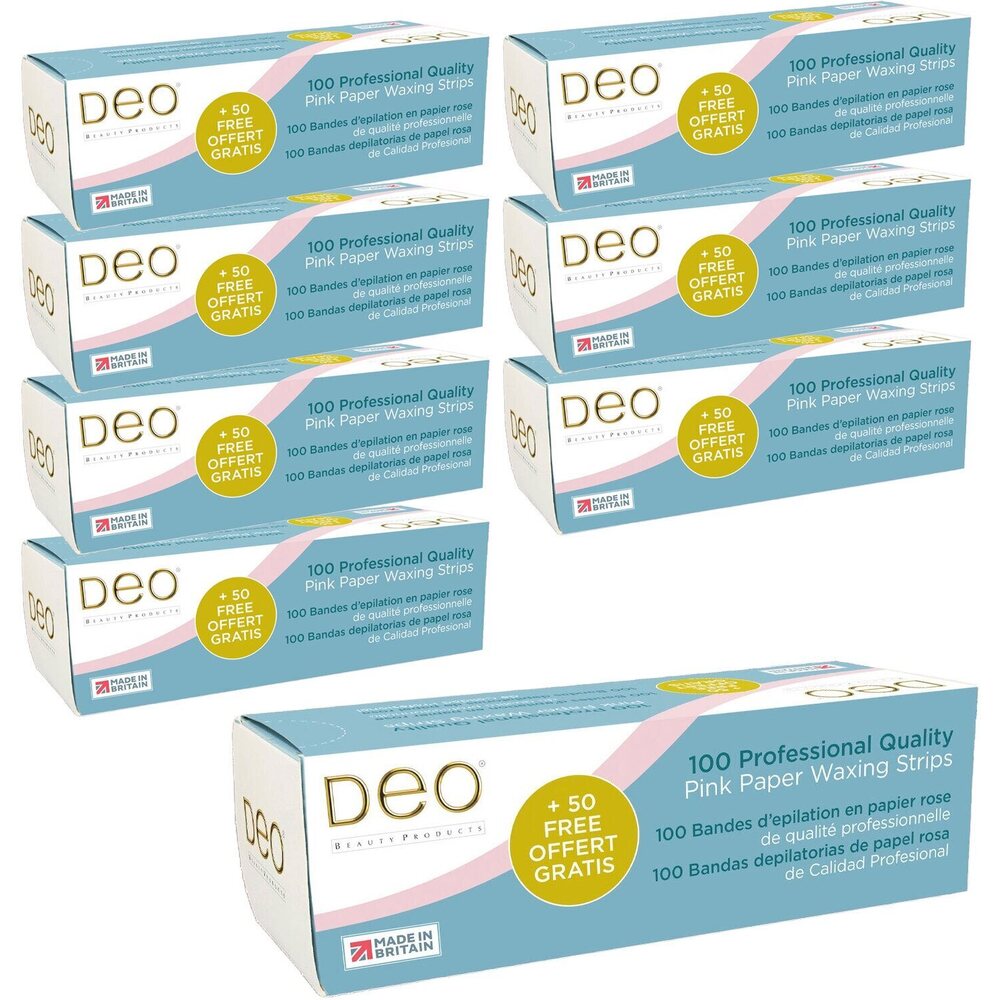Deo Professional Pink Paper Waxing Strips - 3.5in x 9in / 1 Case = 150 Pack X 8 Packs = 1,200 Strips