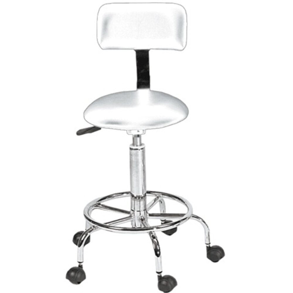 Encore White Technician Stool with Back Support (FBC-DSW)