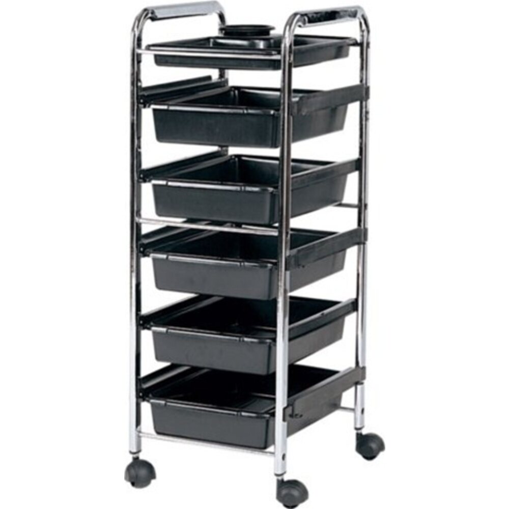Encore Roller Cart Beauty Trolley with 6 Tray Black (FS-BT6)