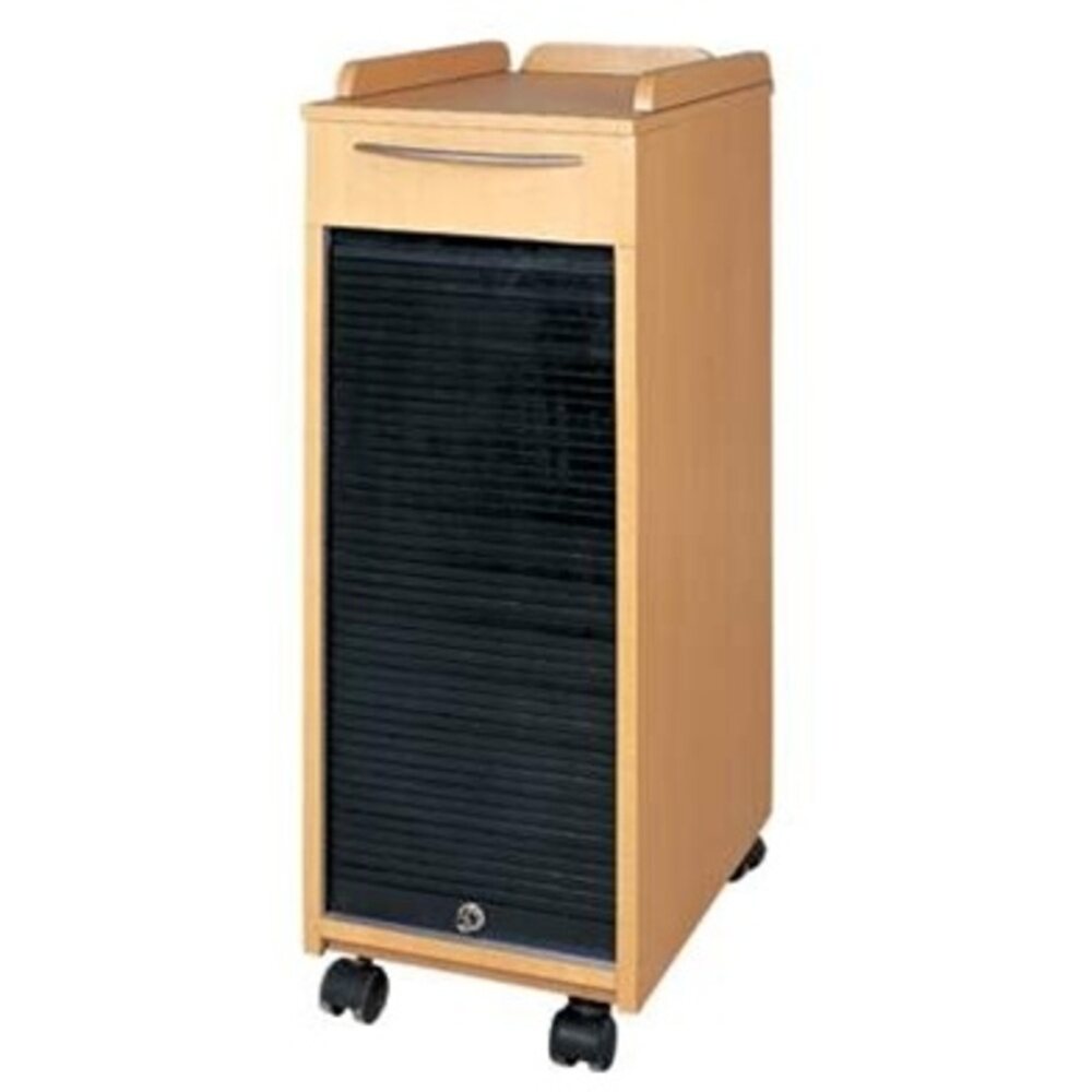 Encore Natural Wood Locking Roller-Cart Trolley with 4 Trays (H-2757)