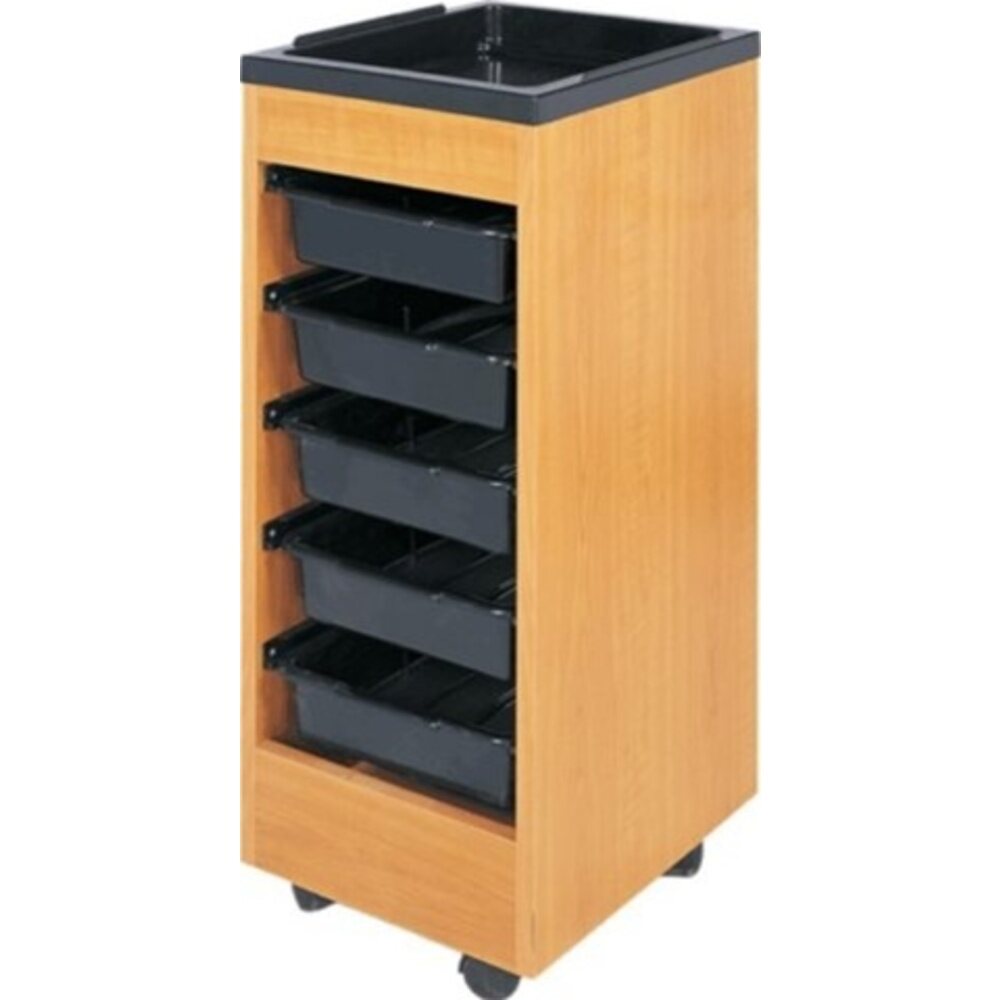 Encore Natural Wood Roll About Trolley with Removable Trays (H-2758)
