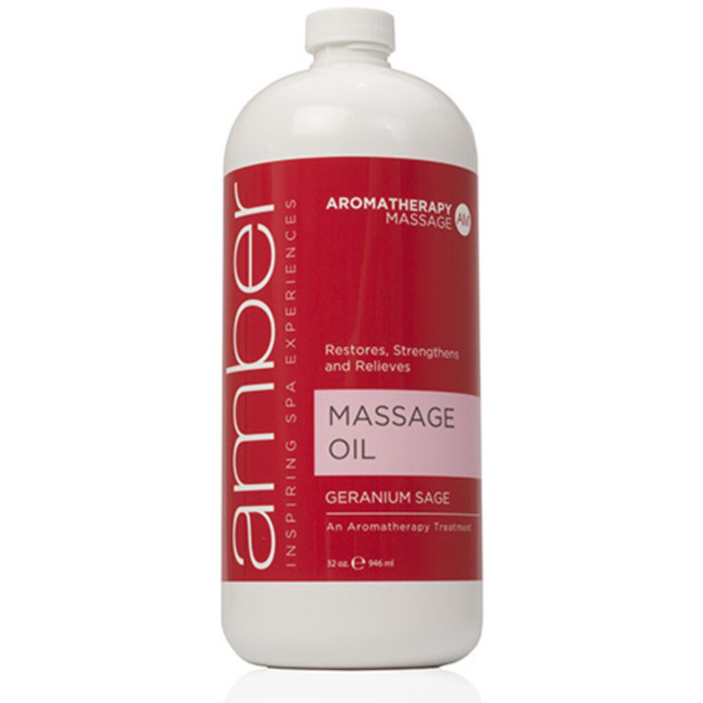 Geranium Sage Massage Oil 32 oz. by Amber Products (AMB526-GS)
