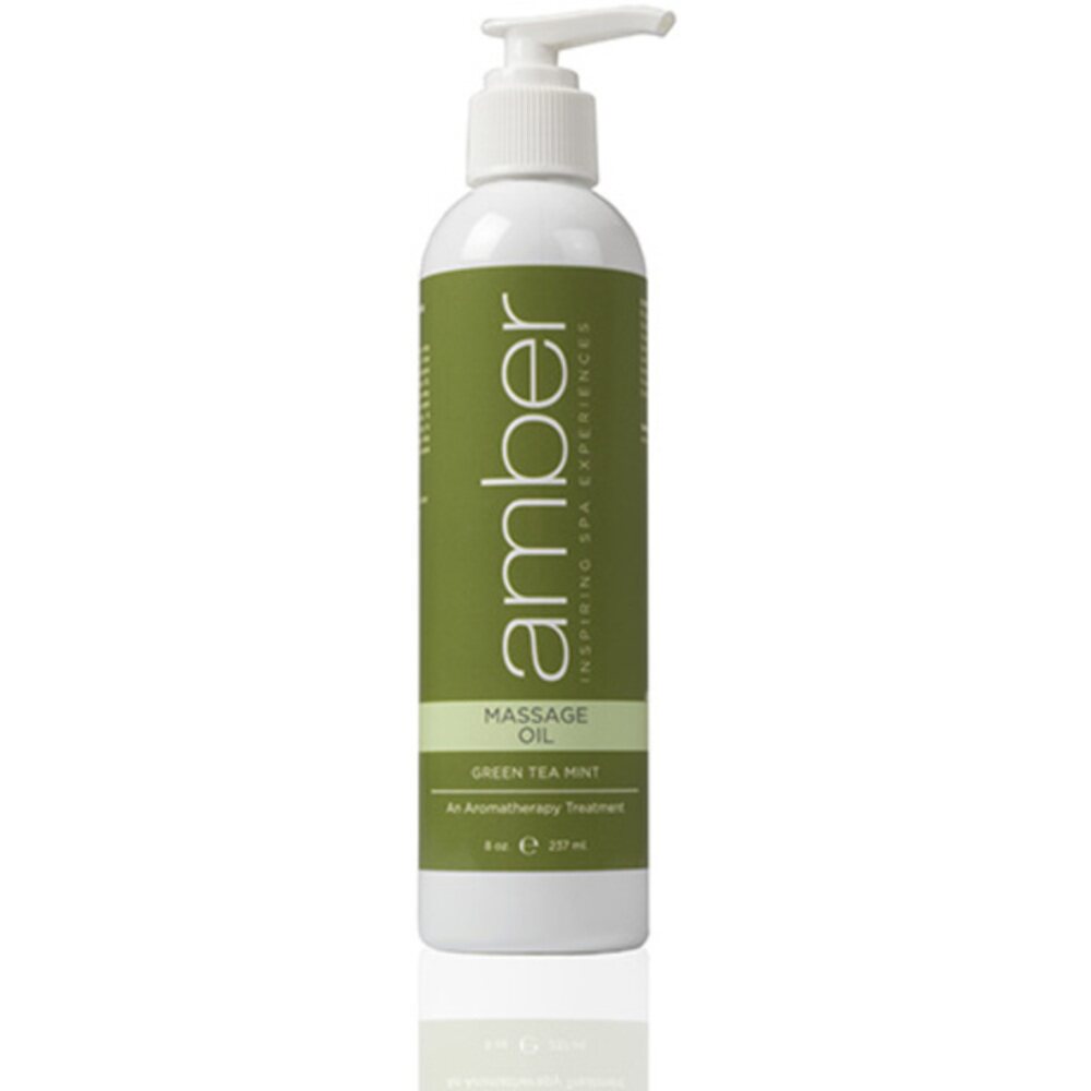 Green Tea Mint Massage Oil 8 oz. by Amber Products (AMB525-GT)