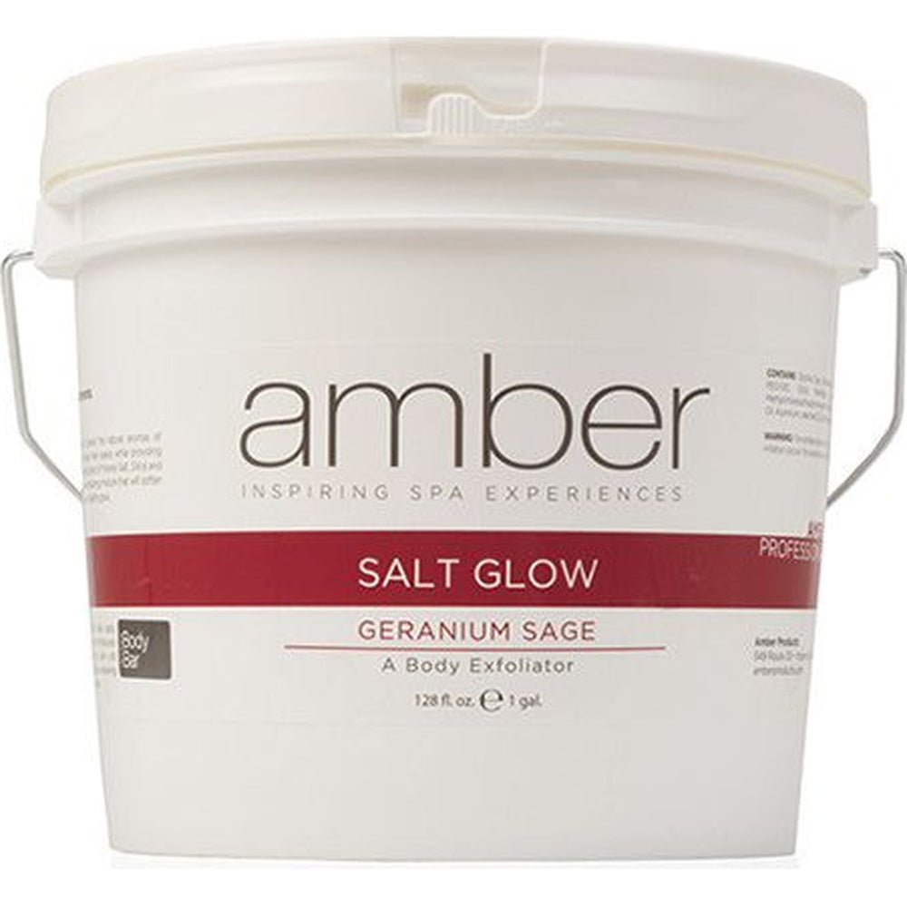 Geranium Sage Exfoliating Salt Glow 1 Gallon by Amber Products (AMB720-GS)