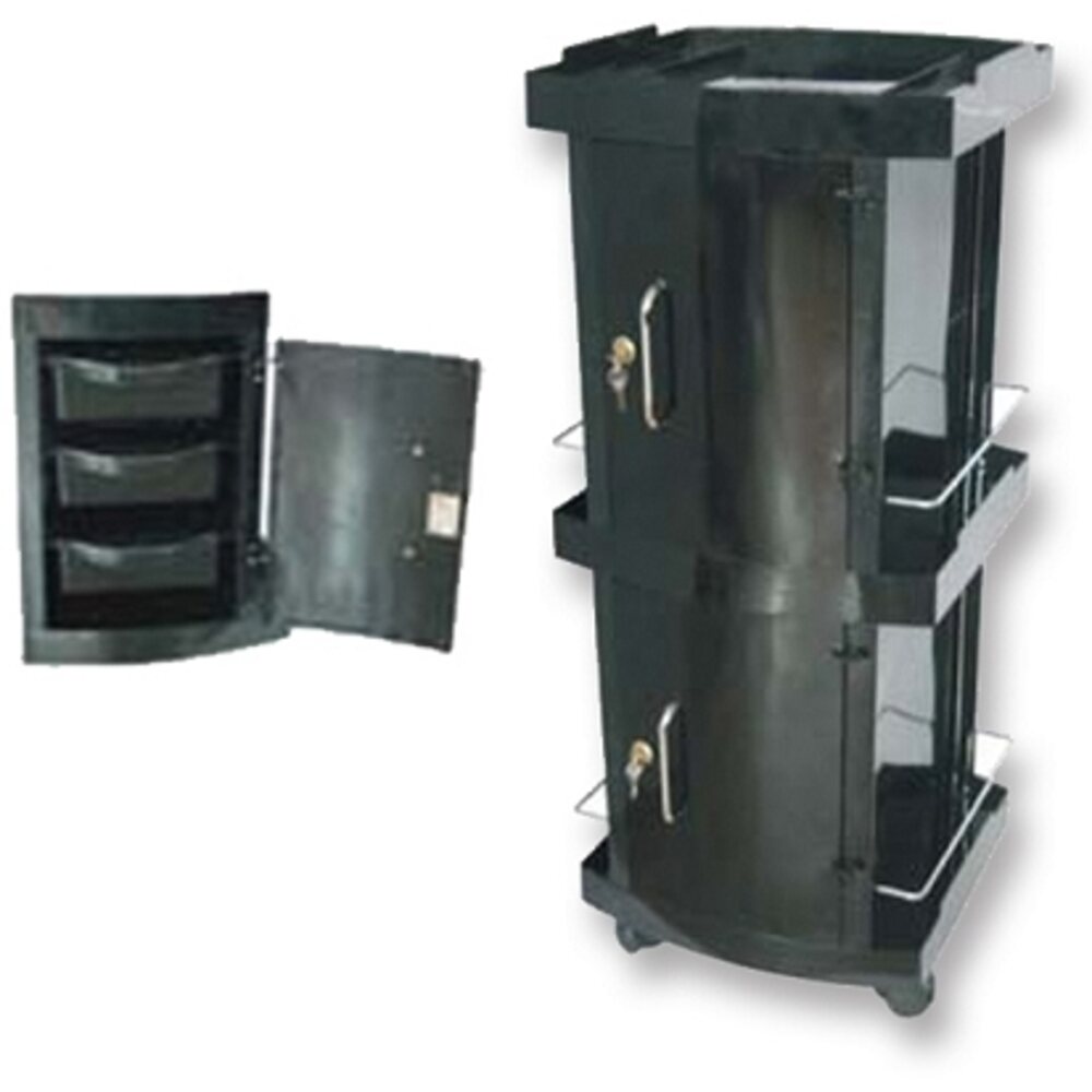 Meishida Black Acrylic Cart with 2 Locking Doors