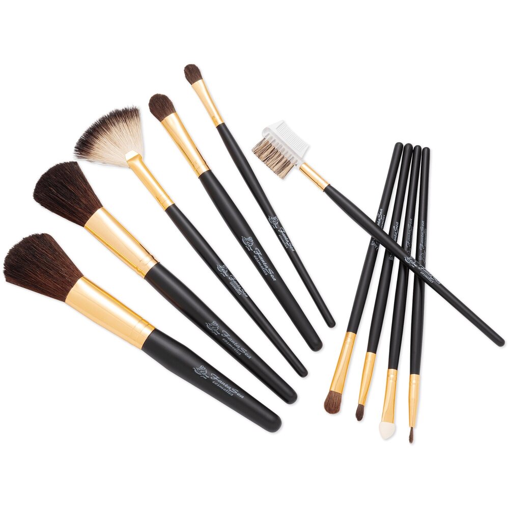 Fantasea 10 Piece Cosmetic Brush Set In Rollup (FS
