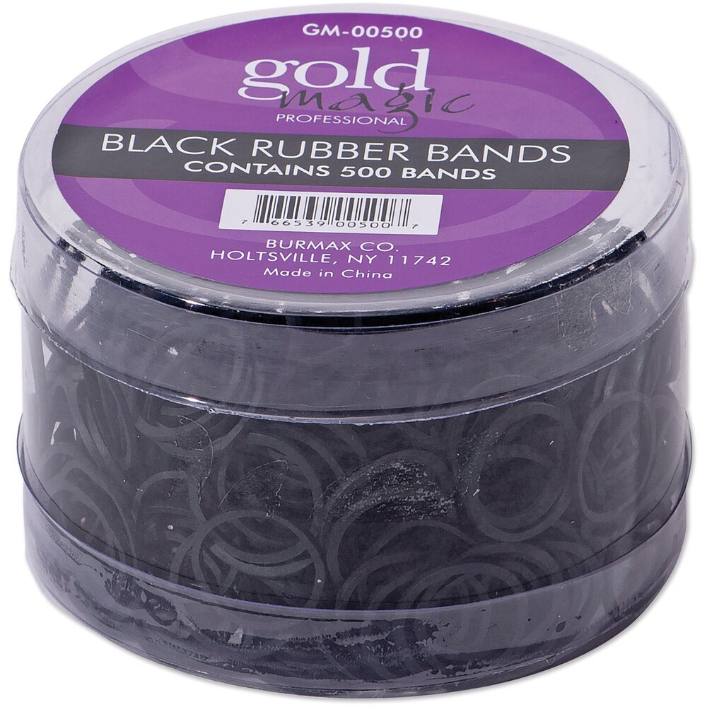 Gold Magic 500 Black Rubber Bands In A Container (
