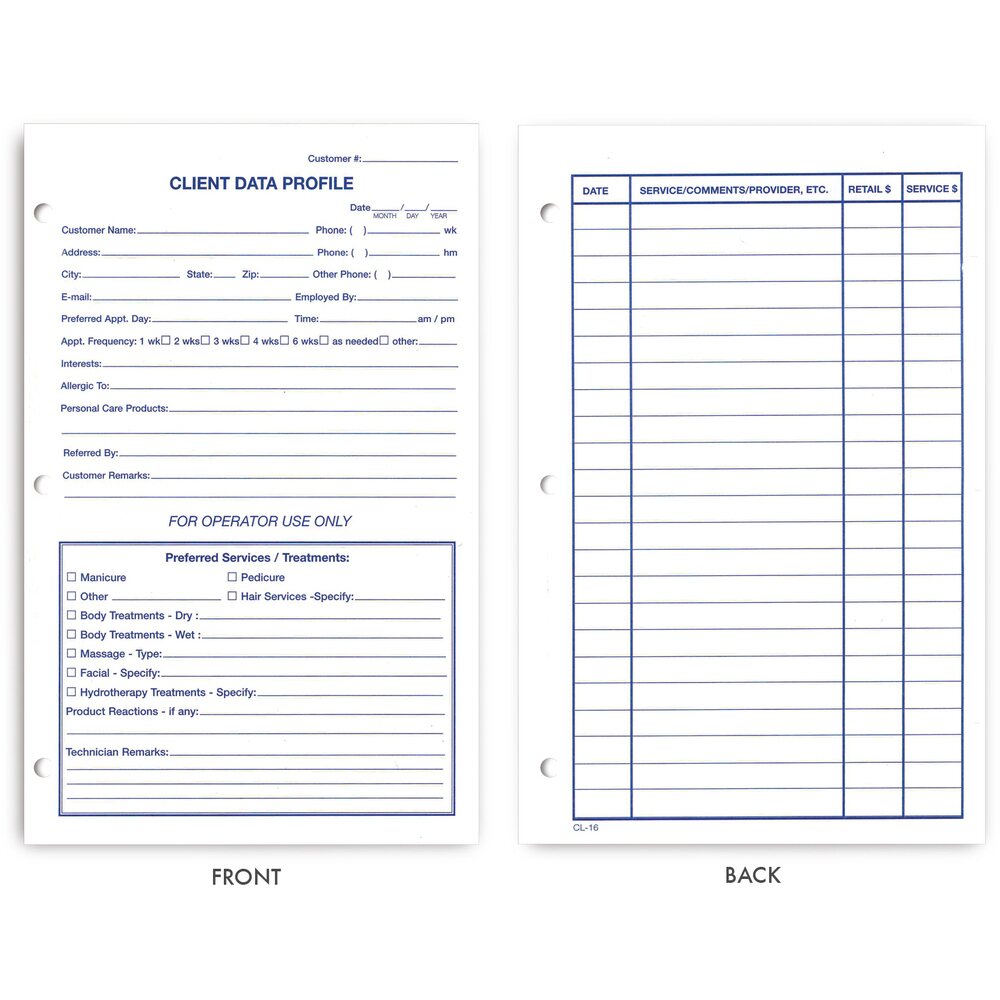 Client Data Profile 100 Pack