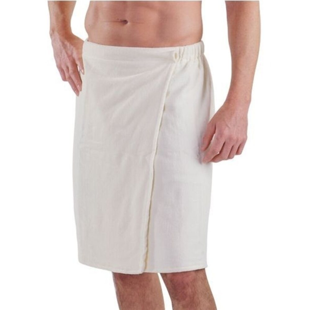 Men's Velour Wrap with Snap White