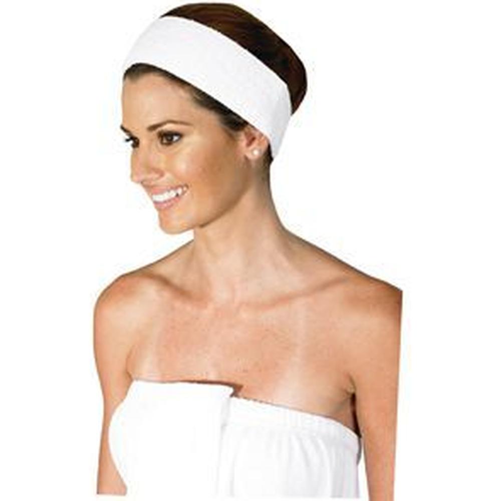 Terry Headband With Velcro White (353 0001)