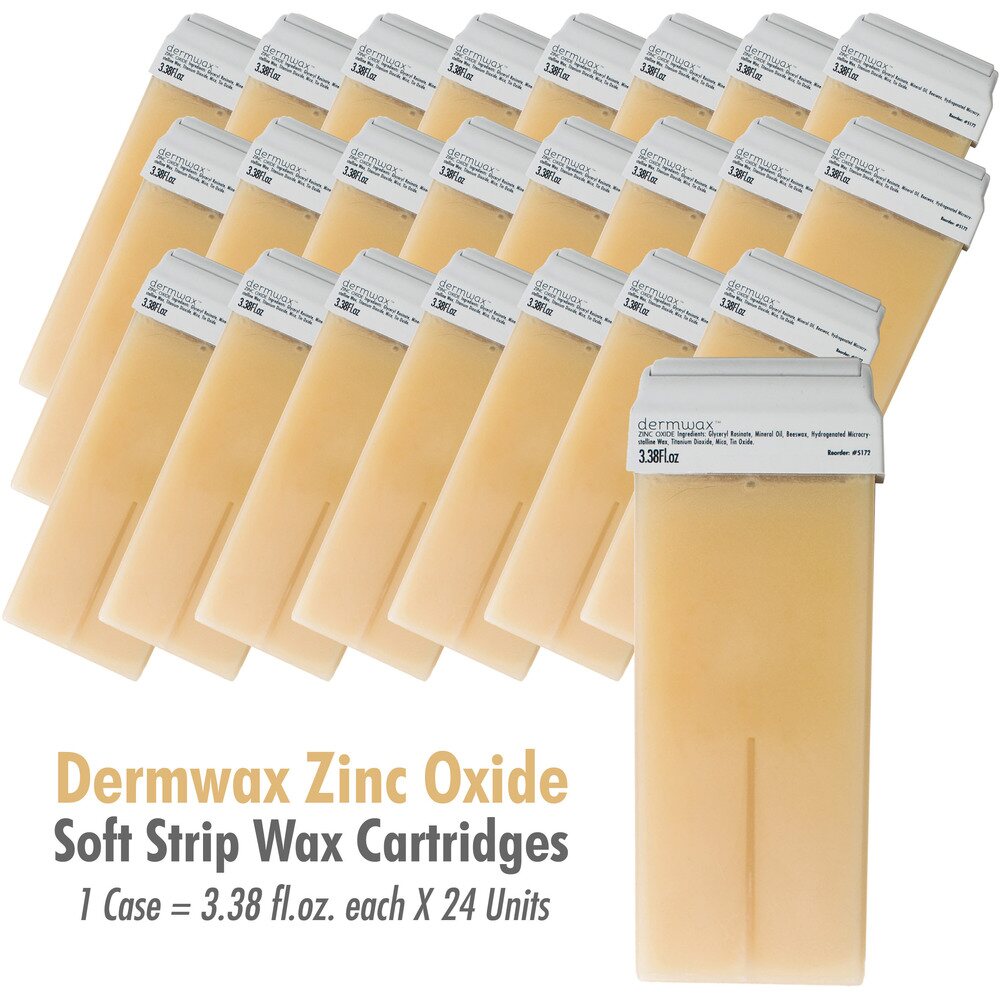 Dermwax Zinc Oxide Soft Strip Wax Cartridges / 3.38 fl.oz. each X 24 Units