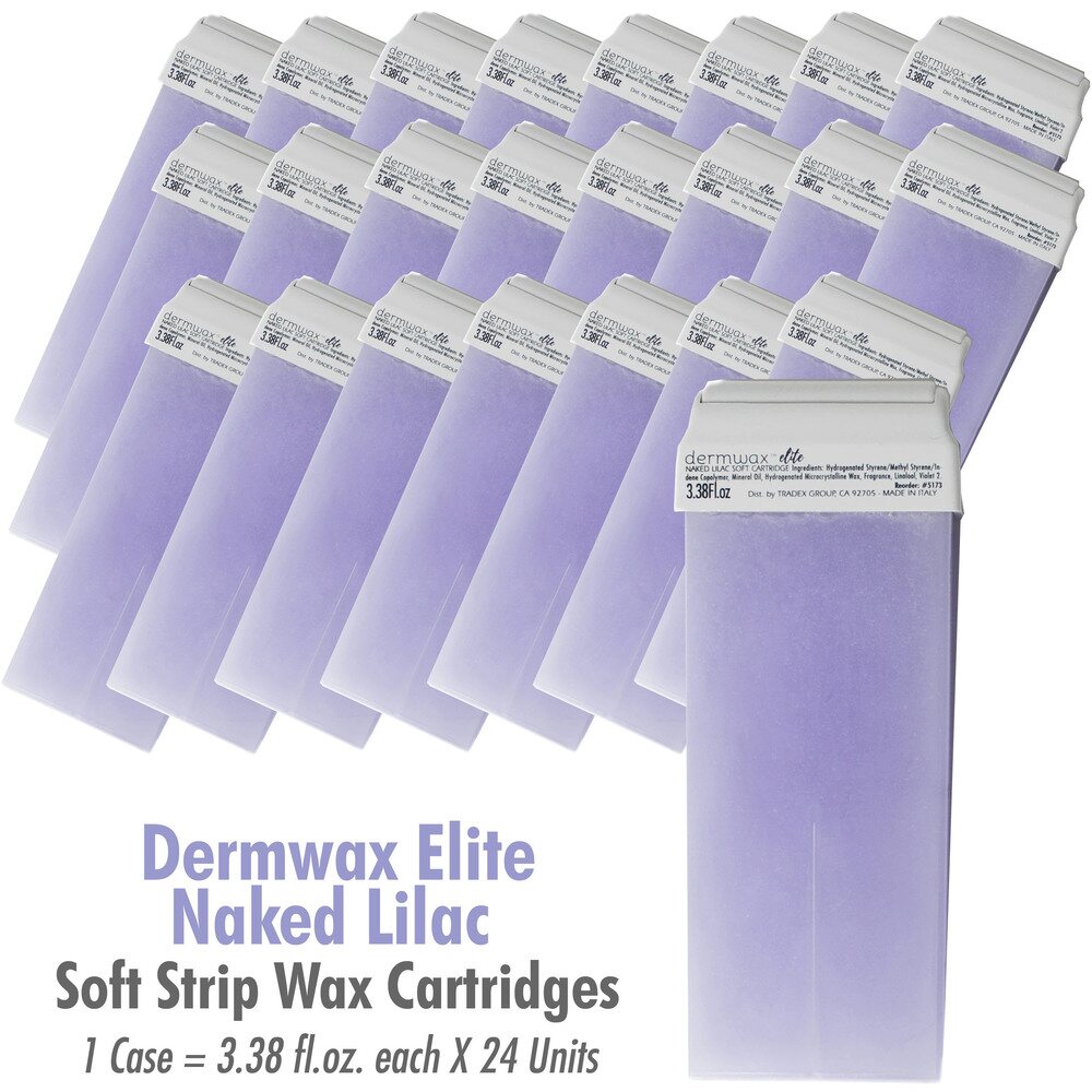Dermwax Elite Naked Lilac Soft Strip Wax Cartridges / 3.38 fl.oz. each X 24 Units