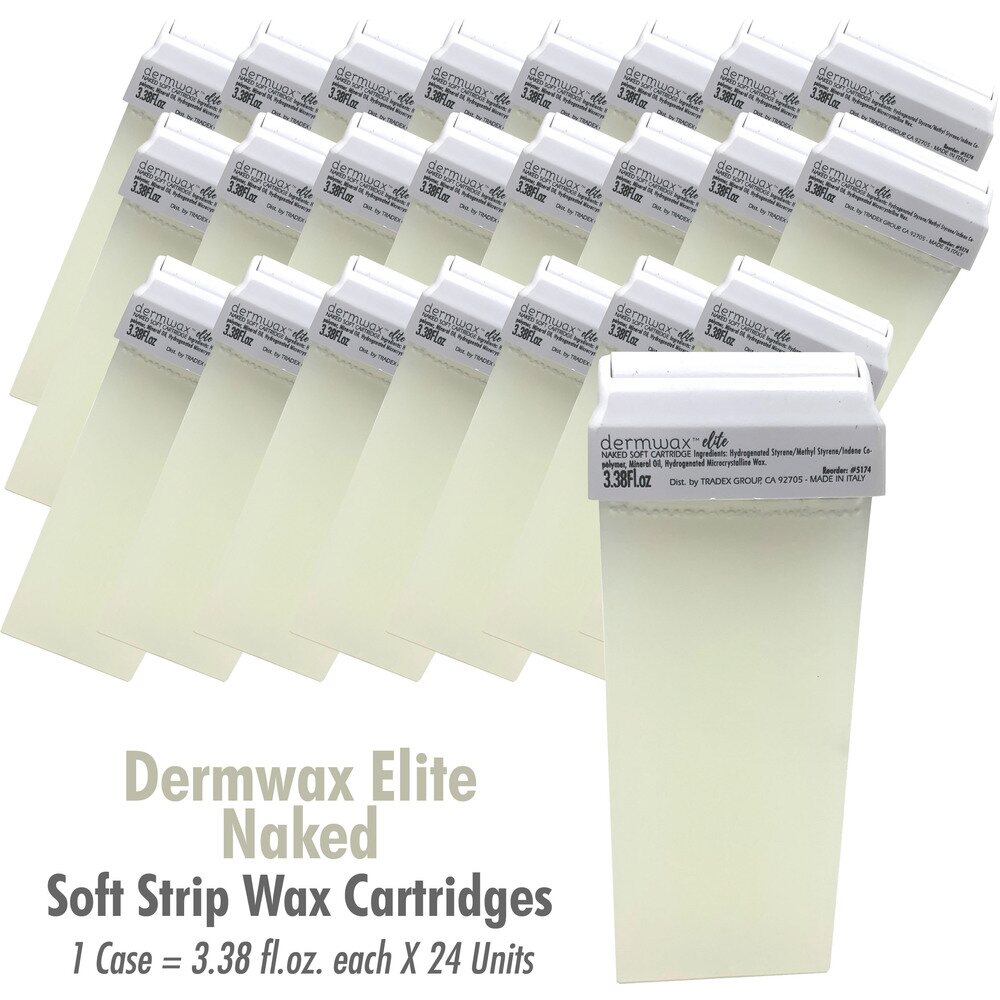 Dermwax Elite Naked Soft Strip Wax Cartridges / 3.38 fl.oz. each X 24 Units