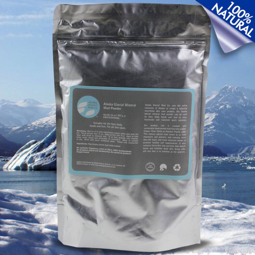 Raw Alaska Glacial Mineral Mud Powder 100 Natural 1 Lb AGM072 