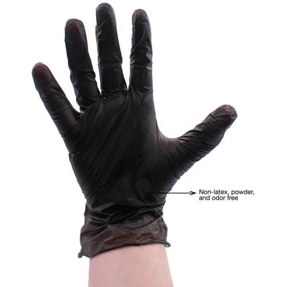 Colortrak Disposable Powder Free Black Vinyl Gloves