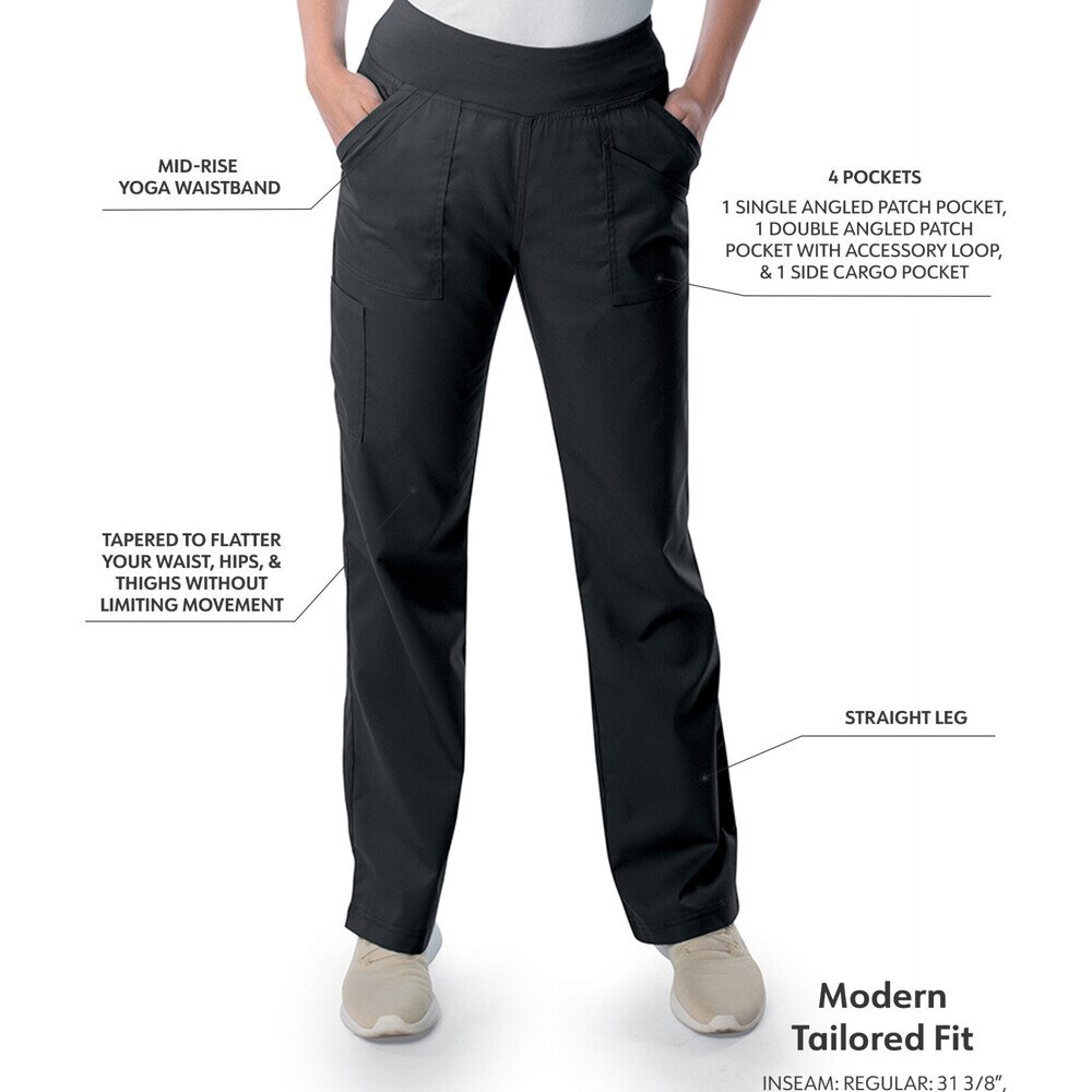 Landau Proflex Women's Straight-Leg Yoga Pants + 4 Pockets - BLACK / Sizes XXS - 5XL