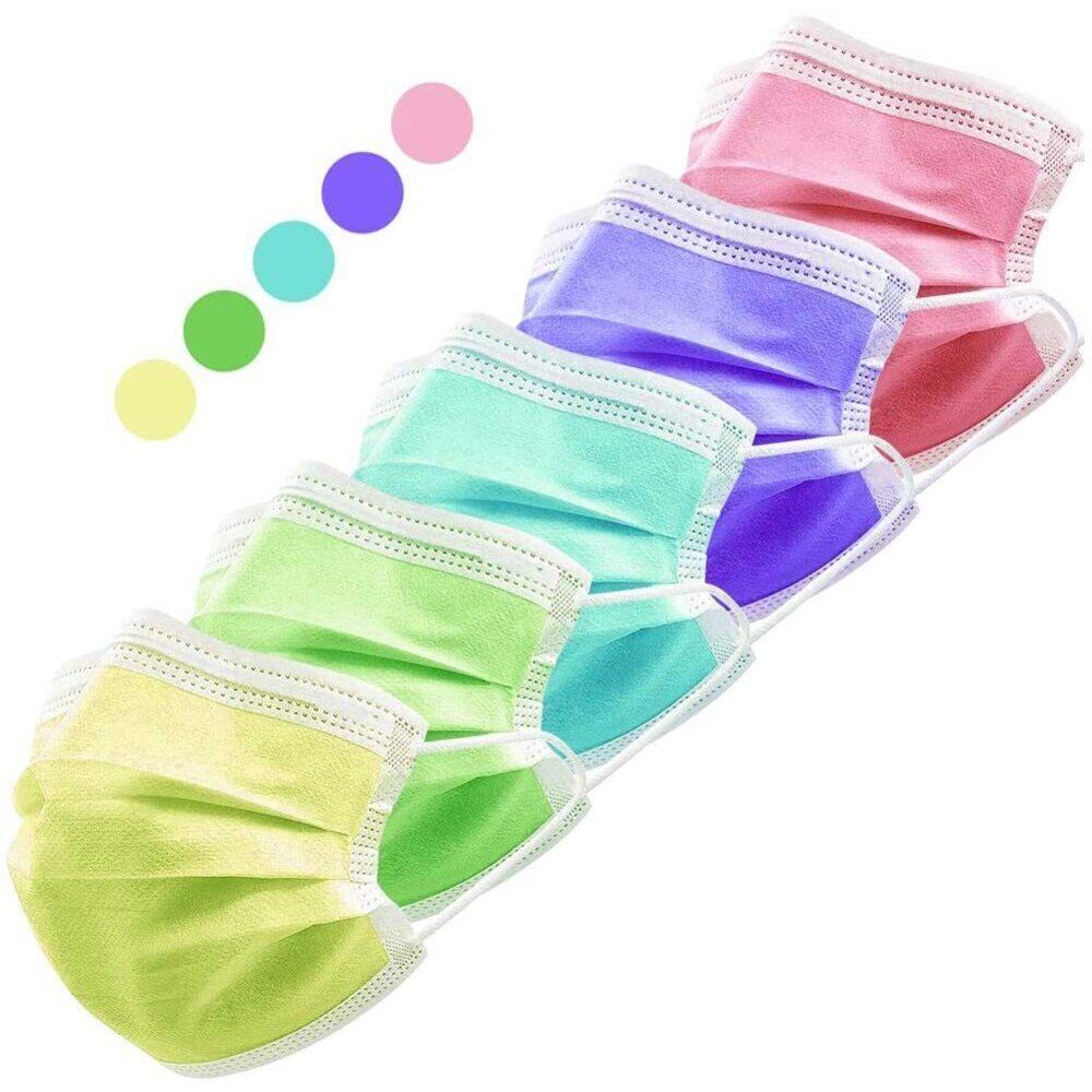 Multicolored Disposable 3-Ply Earloop Face Masks