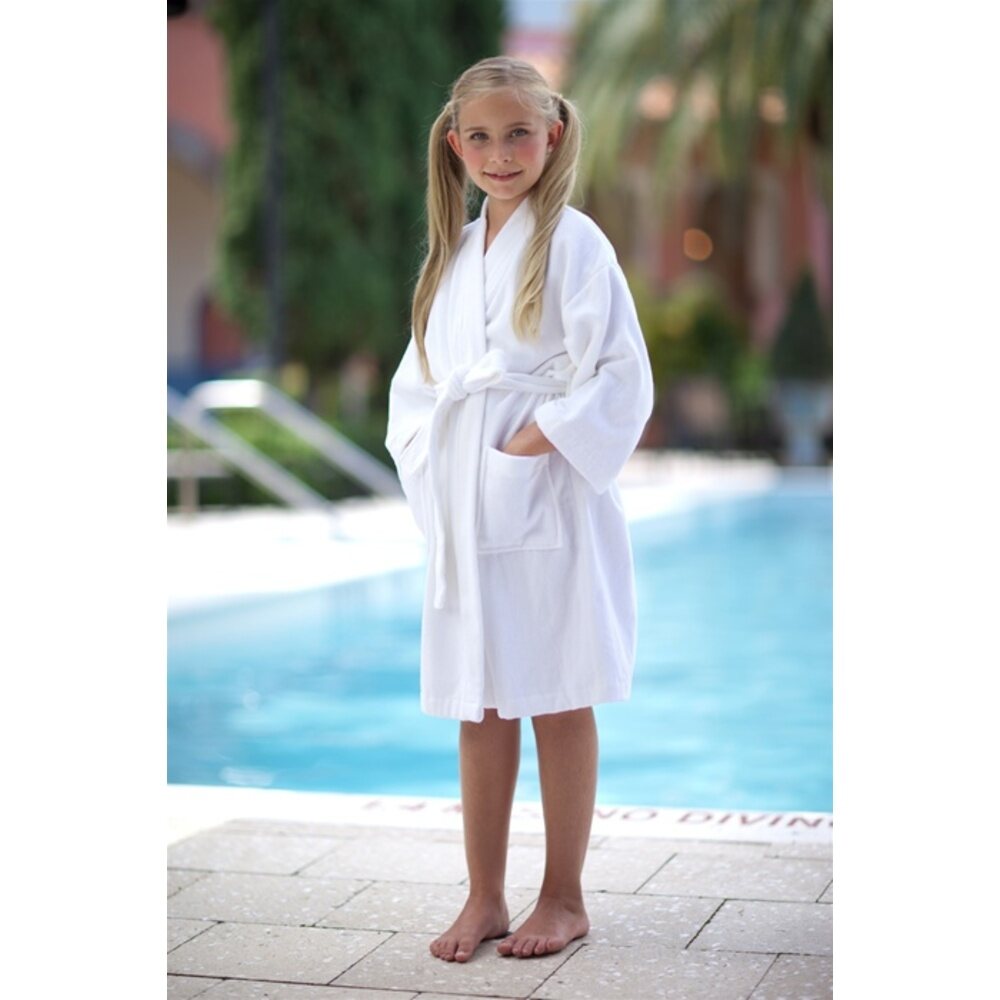 Kid's Kimono Velour Robe 100 Cotton 12 oz. White Ages Infant2